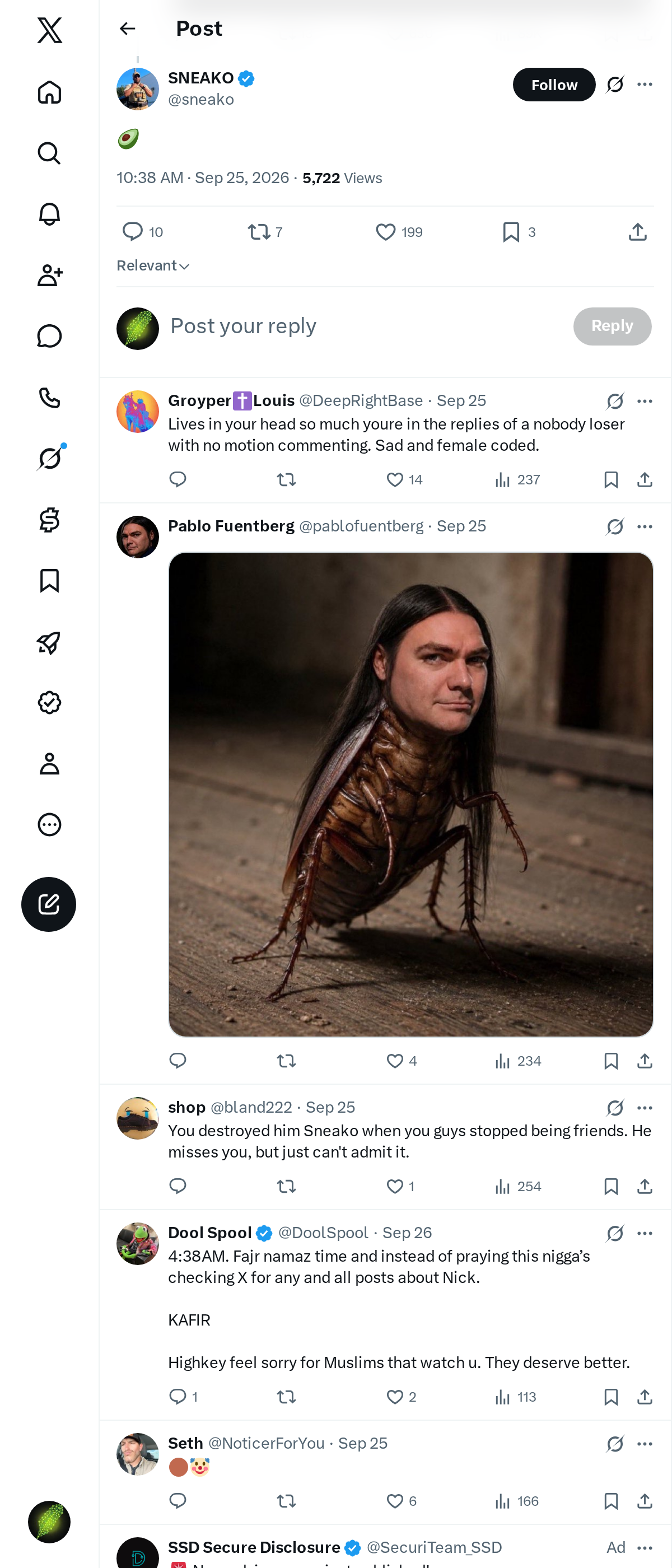 Snapshot 1 of @sneako's post from 2026-09-25