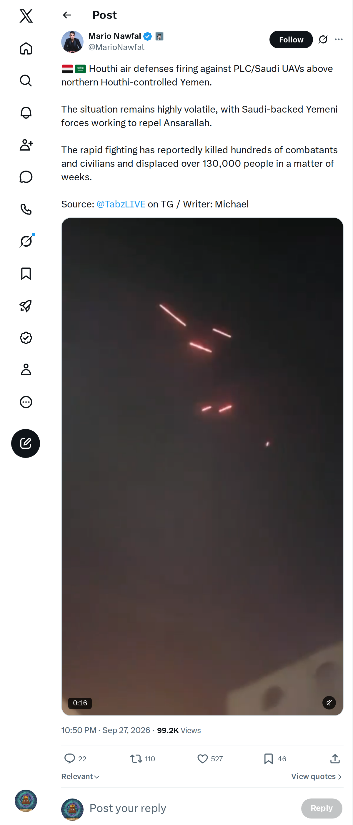 Snapshot 1 of @MarioNawfal's post from 2026-09-27
