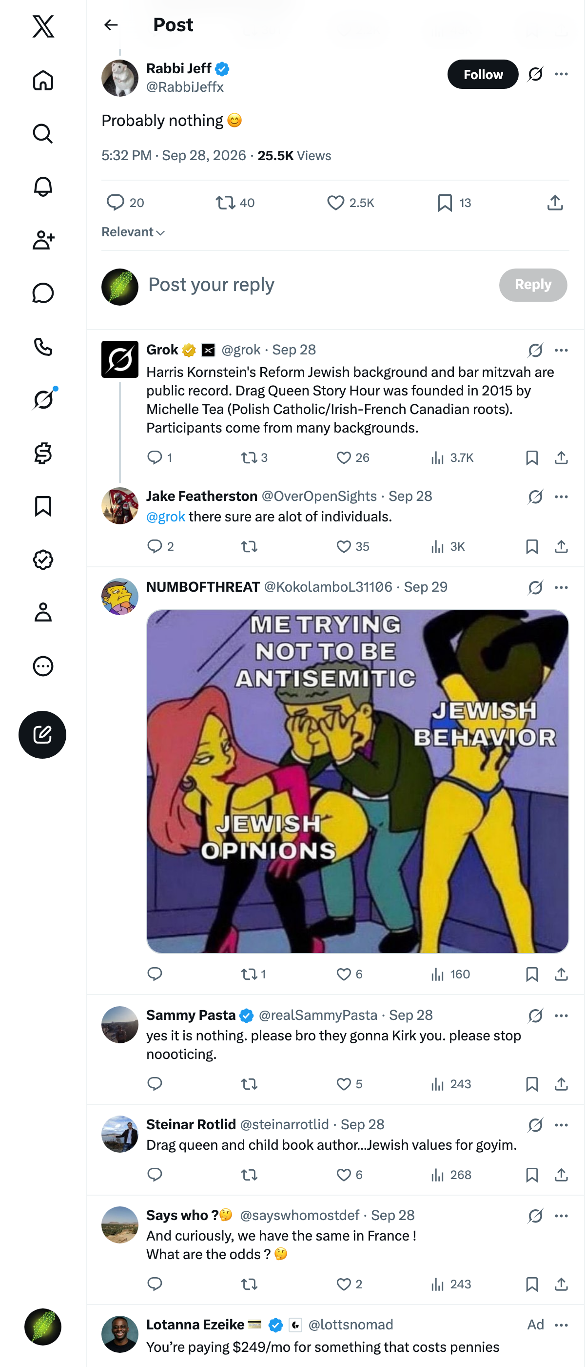 Snapshot 1 of @RabbiJeffx's post from 2026-09-28