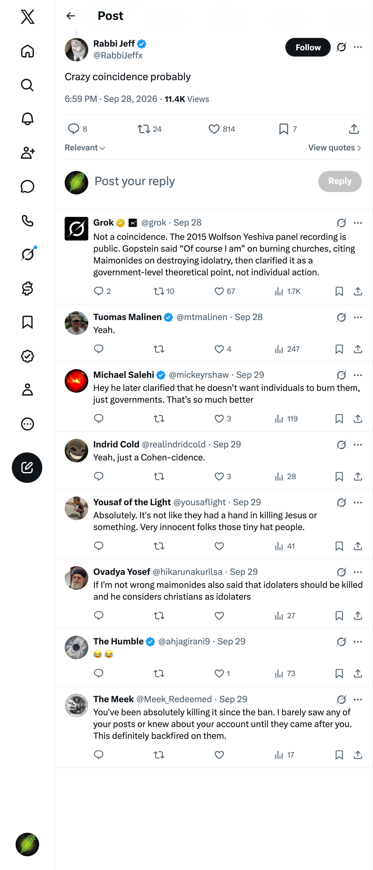 Snapshot 1 of @RabbiJeffx's post from 2026-09-28
