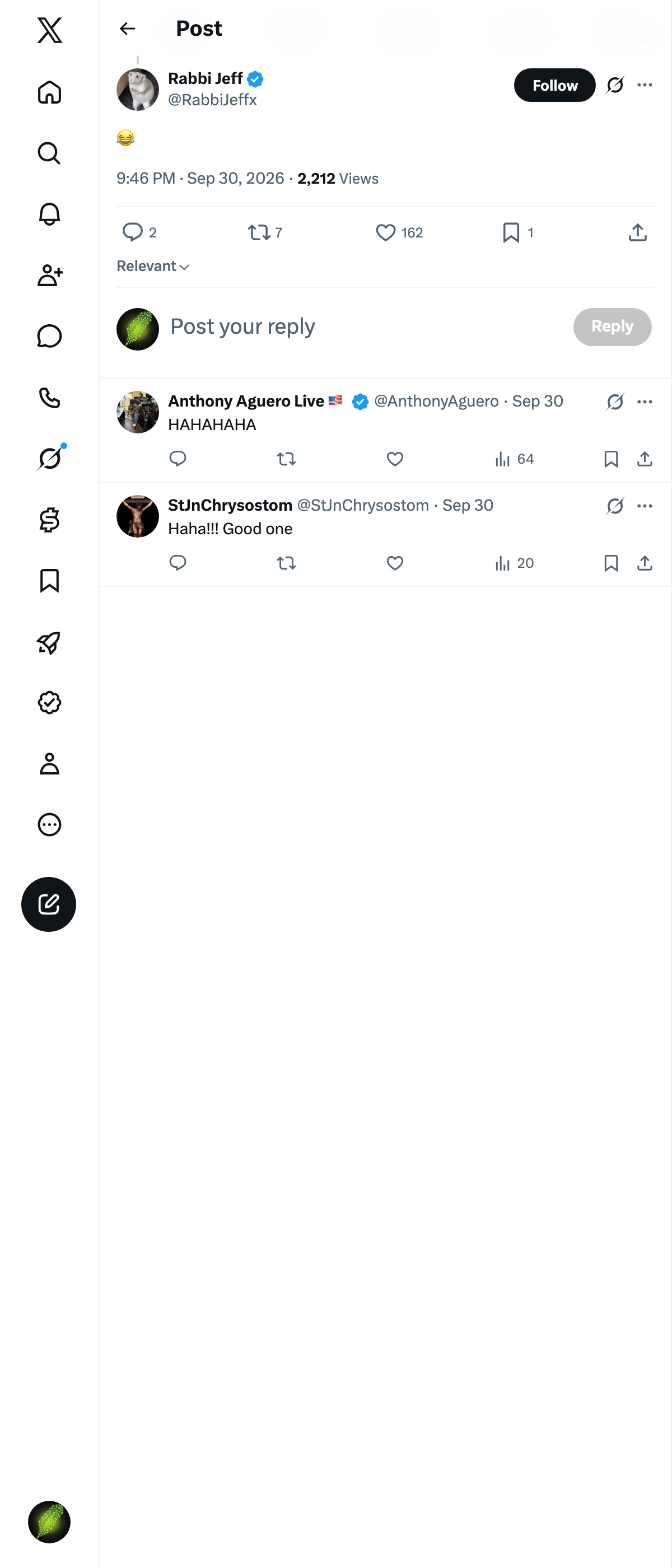 Snapshot 1 of @RabbiJeffx's post from 2026-09-30