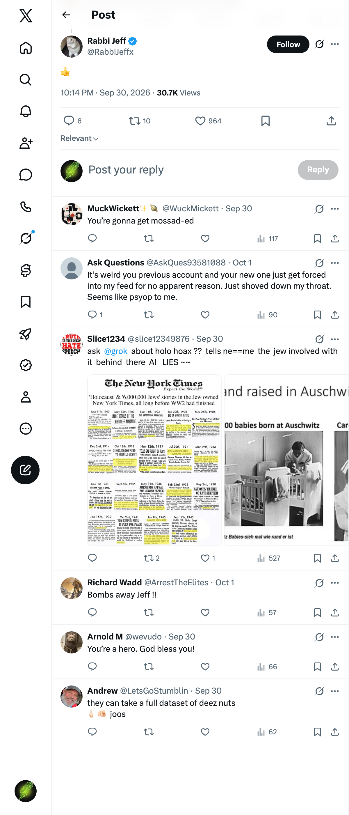 Snapshot 1 of @RabbiJeffx's post from 2026-09-30