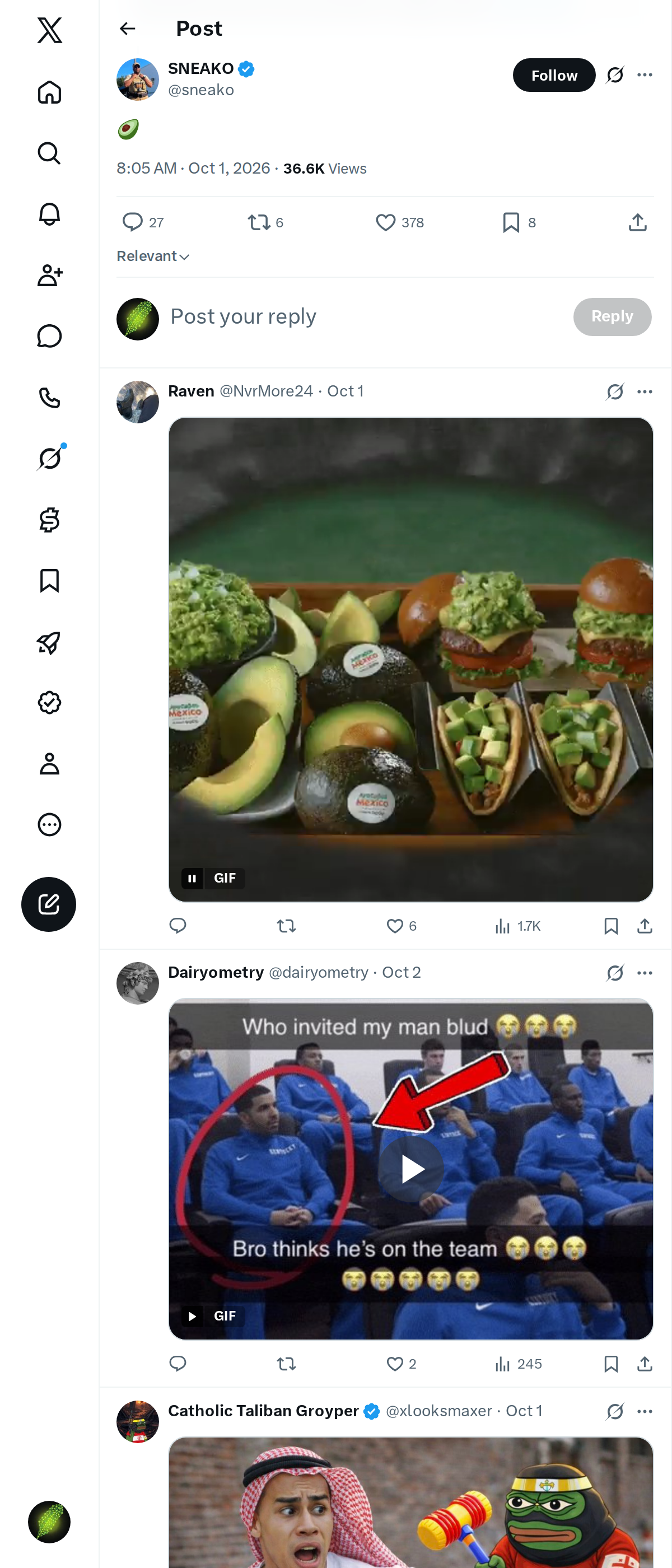 Snapshot 1 of @sneako's post from 2026-10-01
