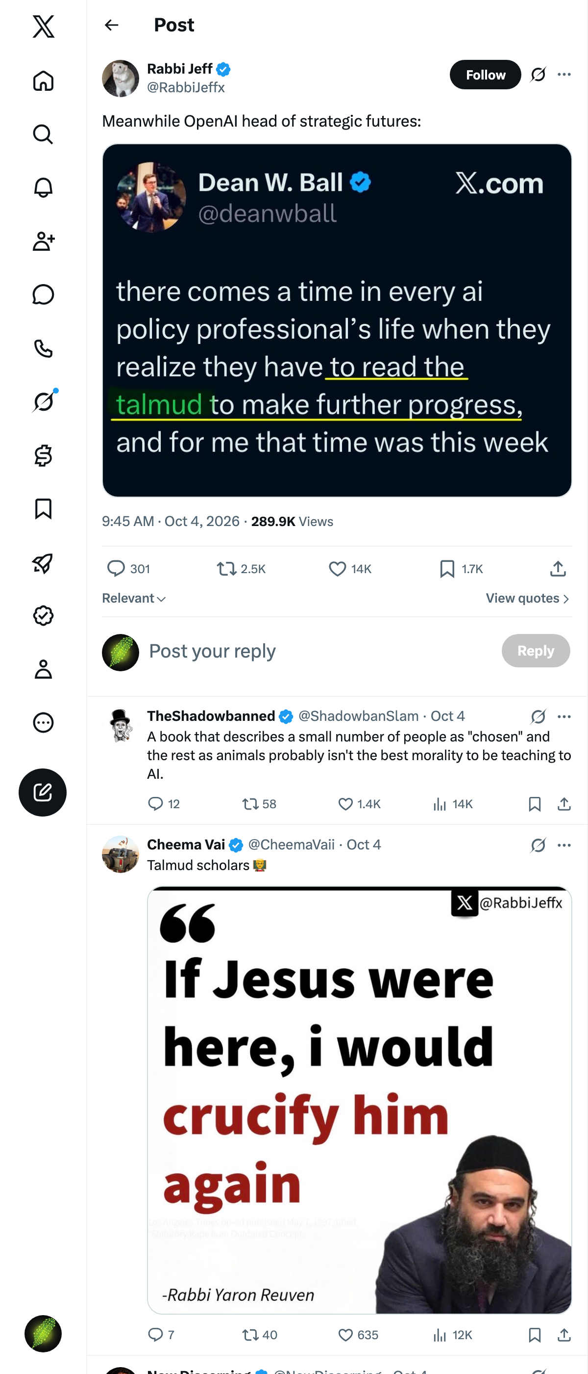 Snapshot 1 of @RabbiJeffx's post from 2026-10-04