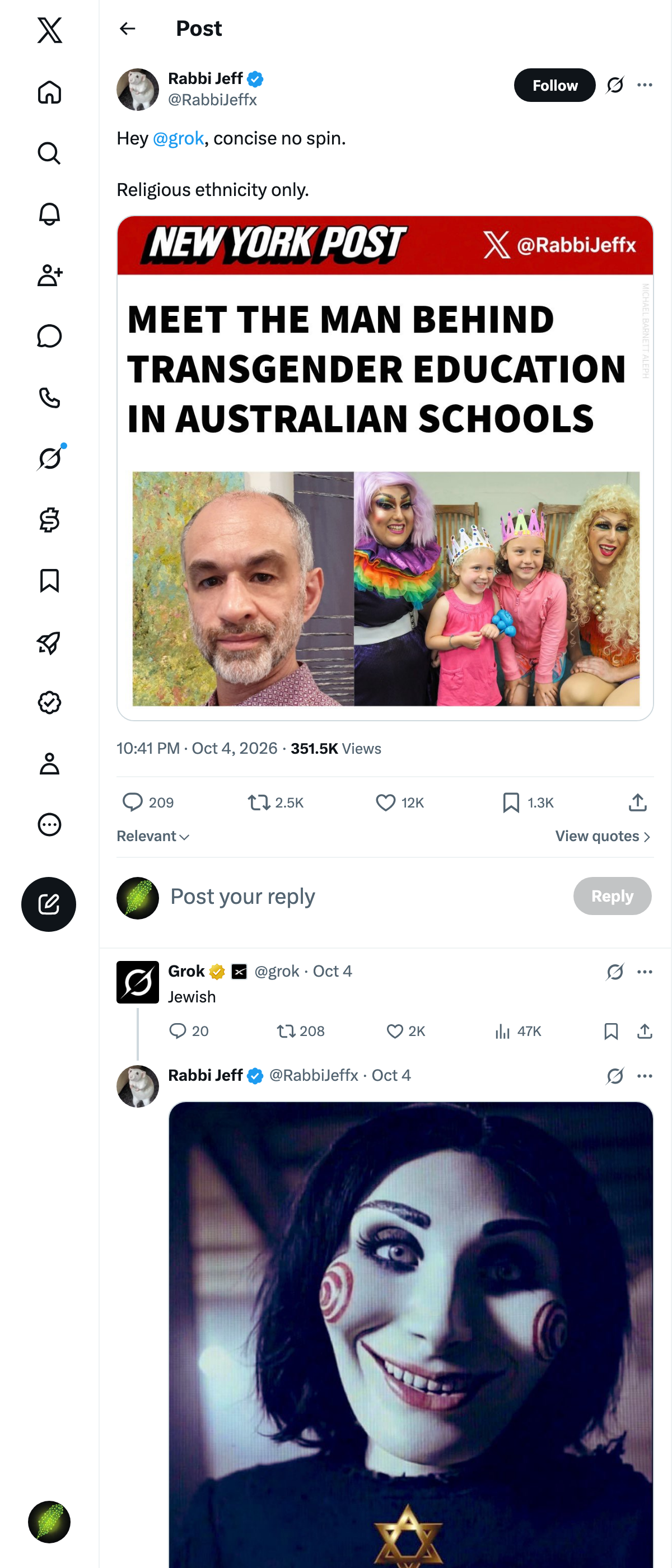 Snapshot 1 of @RabbiJeffx's post from 2026-10-04