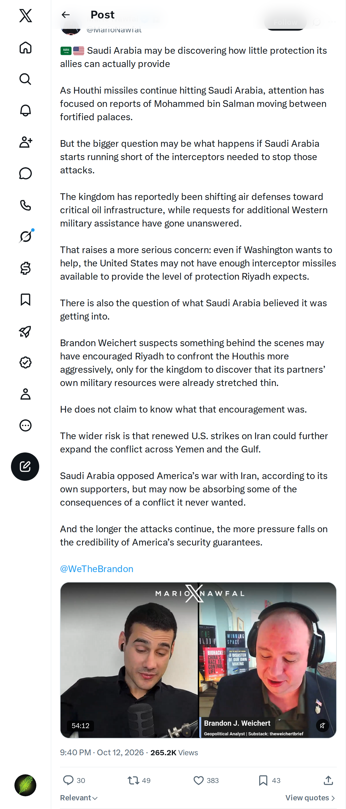 Snapshot 2 of @MarioNawfal's post from 2026-10-12