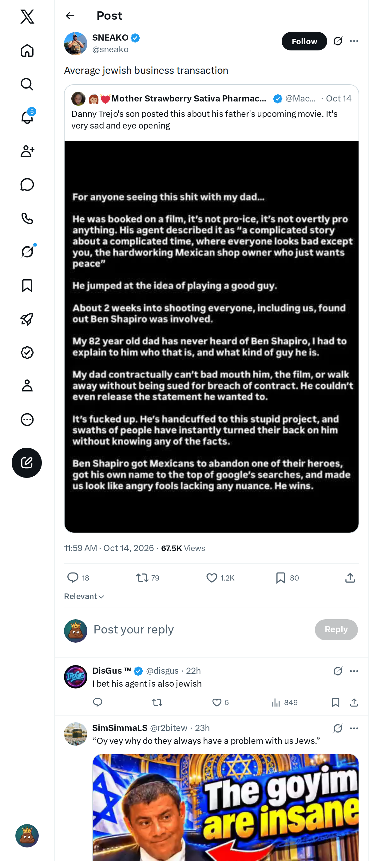 Snapshot 2 of @sneako's post from 2026-10-14