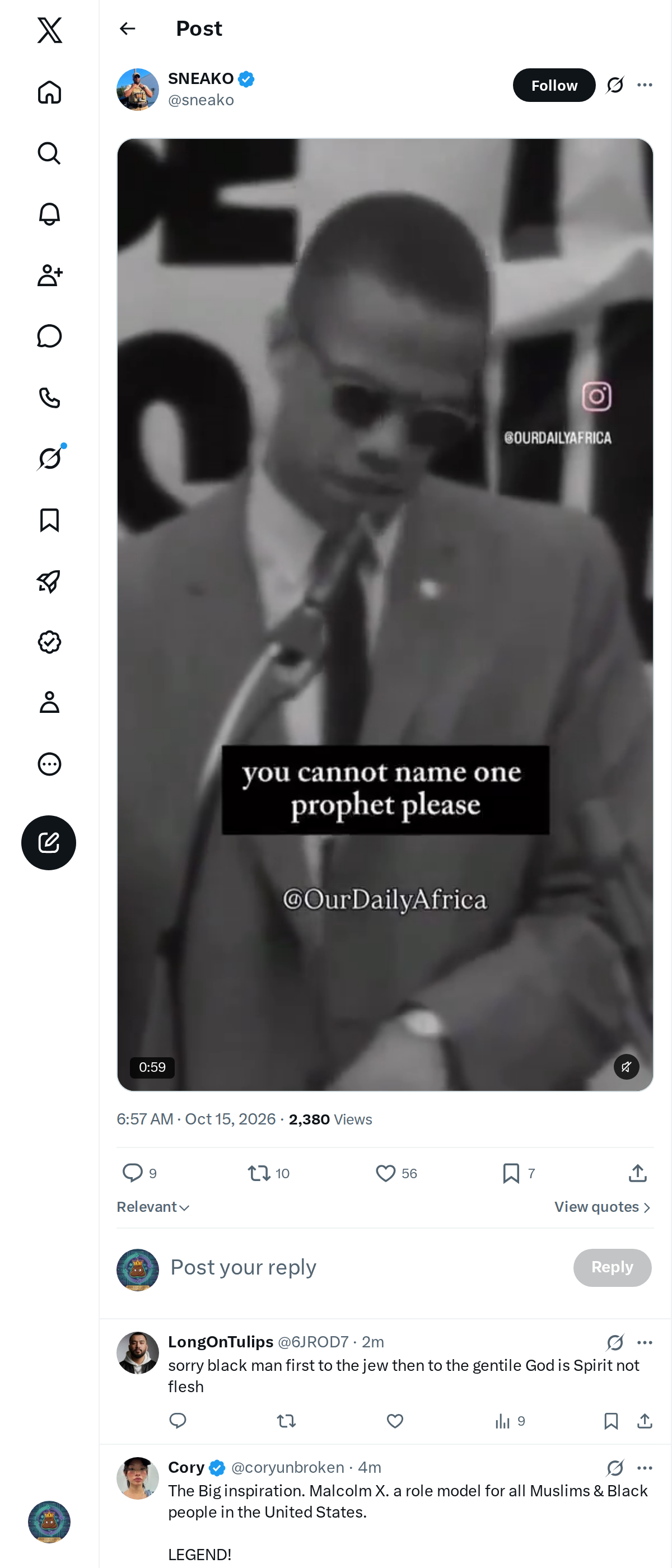 Snapshot 1 of @sneako's post from 2026-10-15