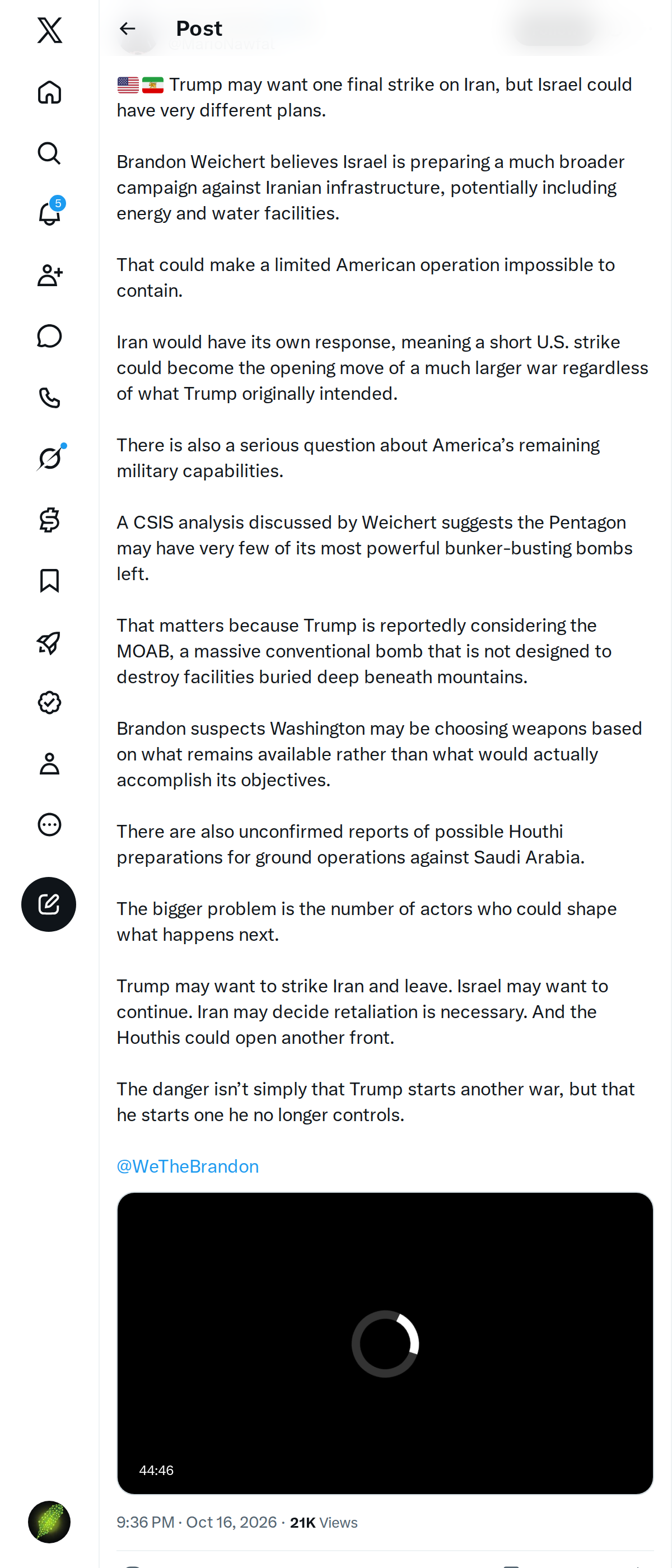 Snapshot 1 of @MarioNawfal's post from 2026-10-16