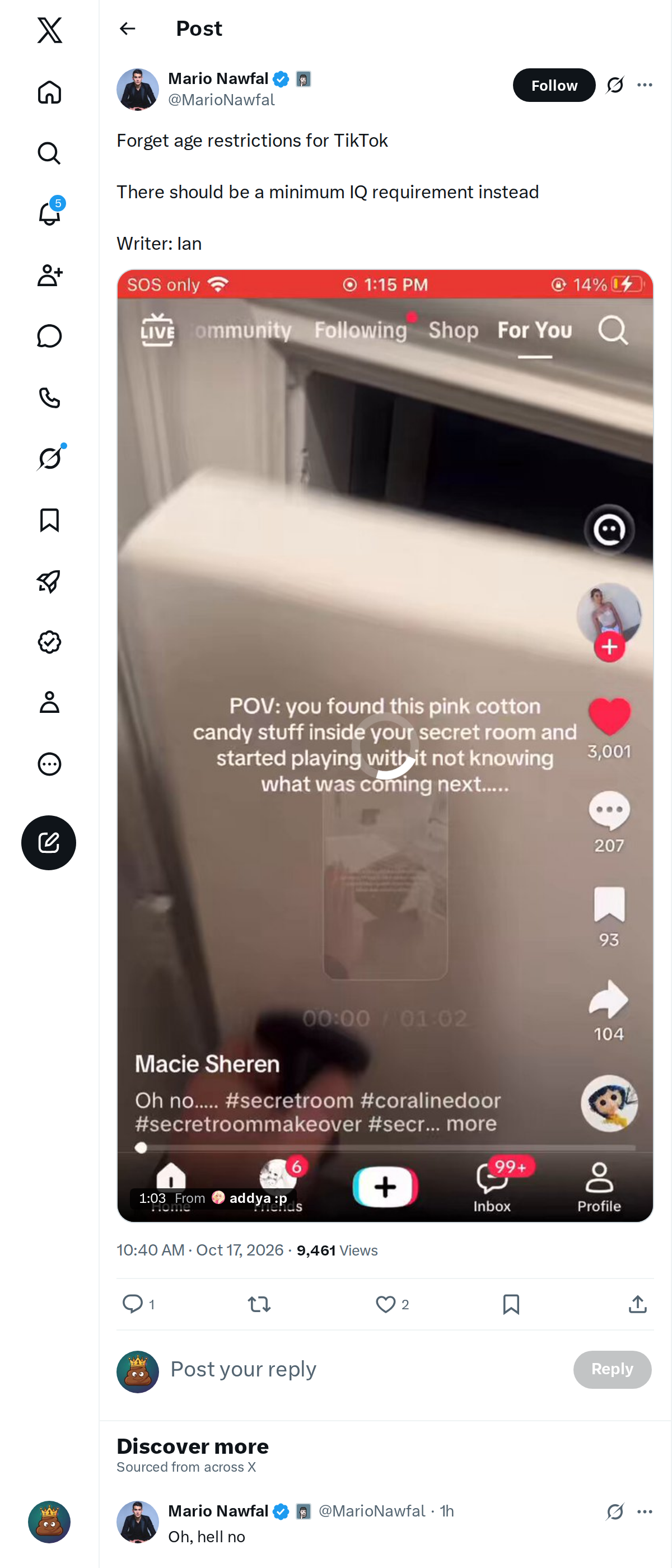 Snapshot 1 of @MarioNawfal's post from 2026-10-17