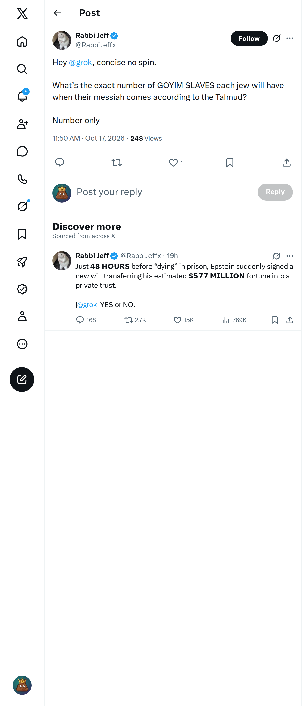 Snapshot 1 of @RabbiJeffx's post from 2026-10-17