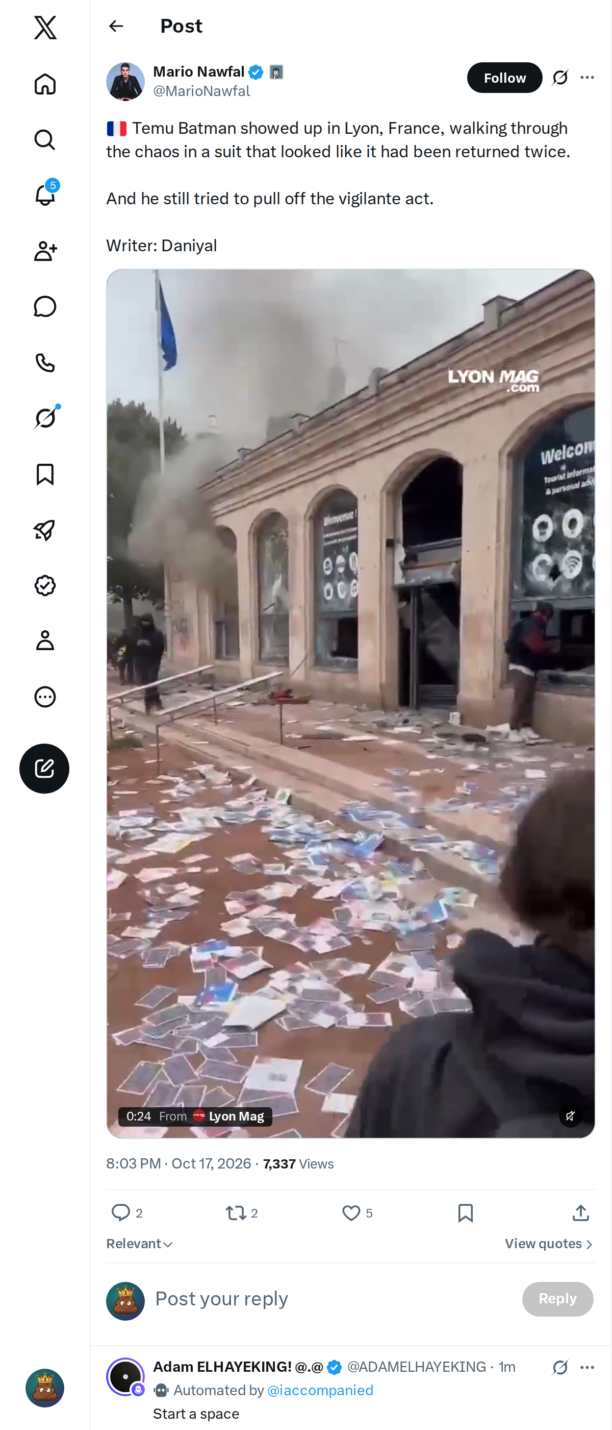 Snapshot 1 of @MarioNawfal's post from 2026-10-17