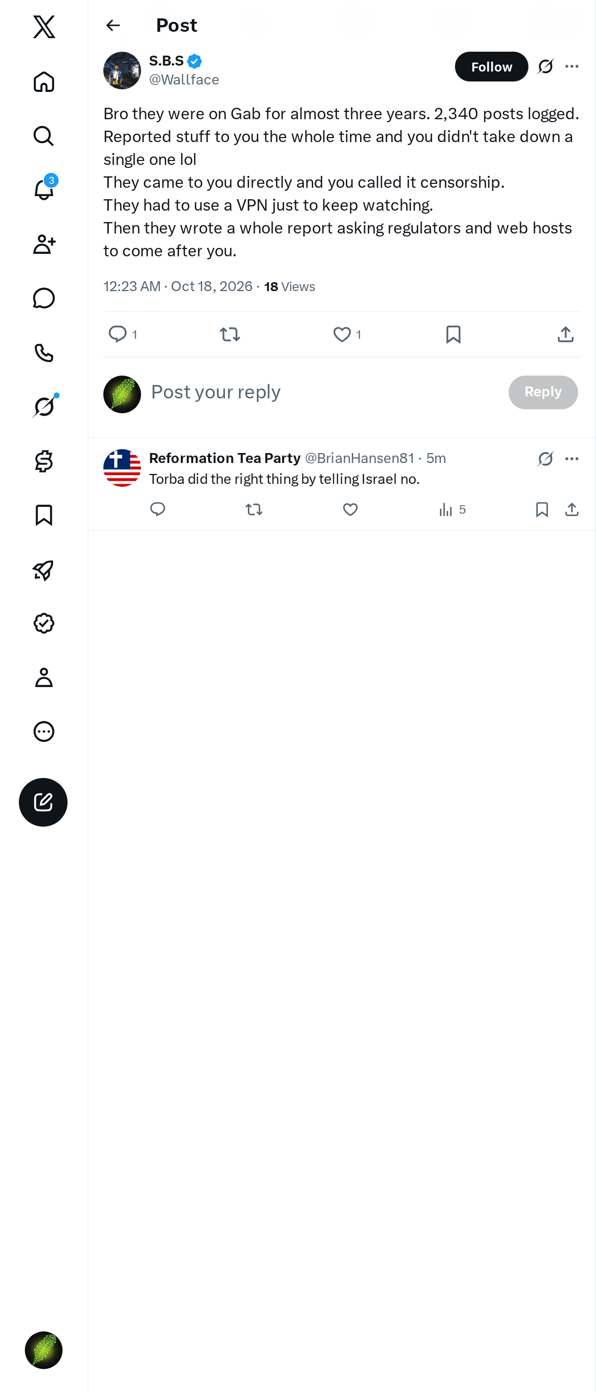 Snapshot 1 of @Wallface's post from 2026-10-17