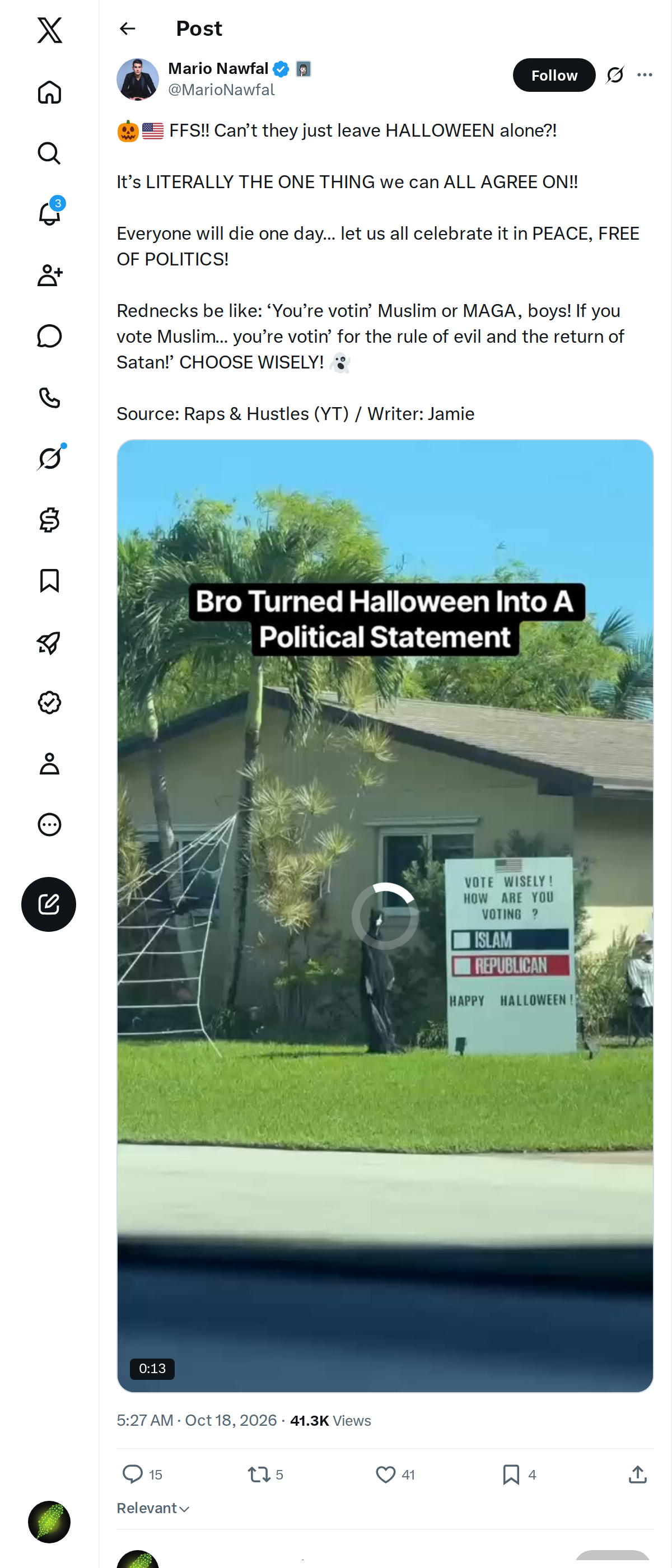 Snapshot 2 of @MarioNawfal's post from 2026-10-18