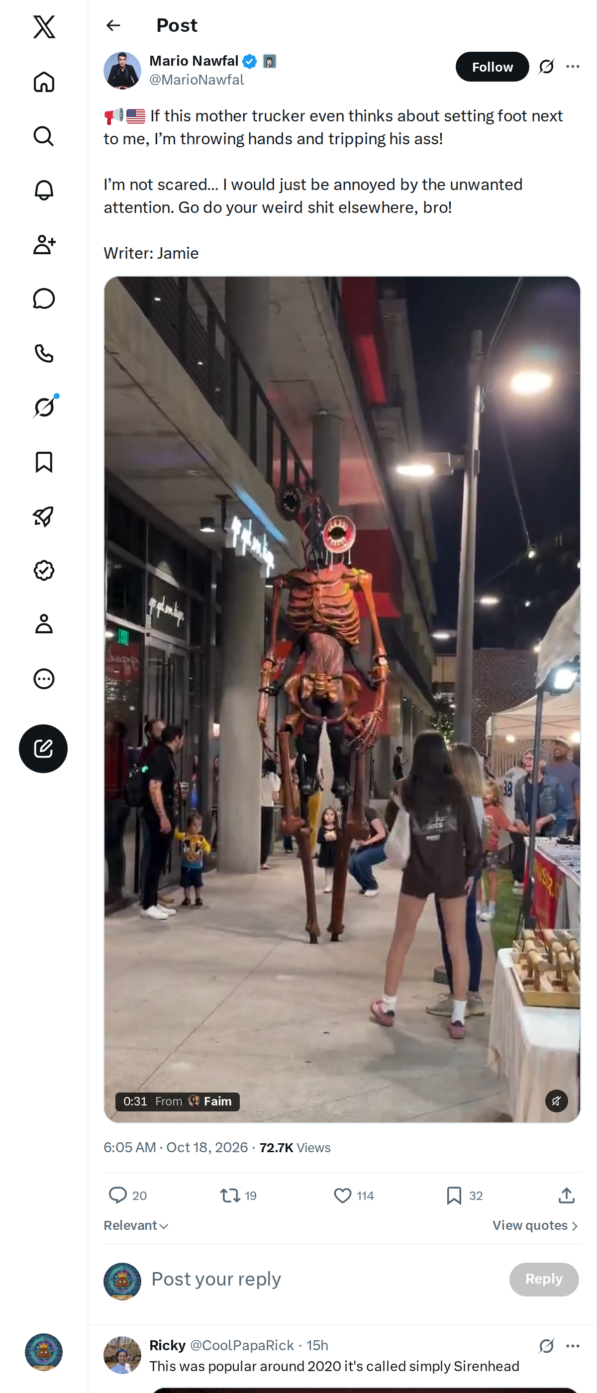 Snapshot 2 of @MarioNawfal's post from 2026-10-18