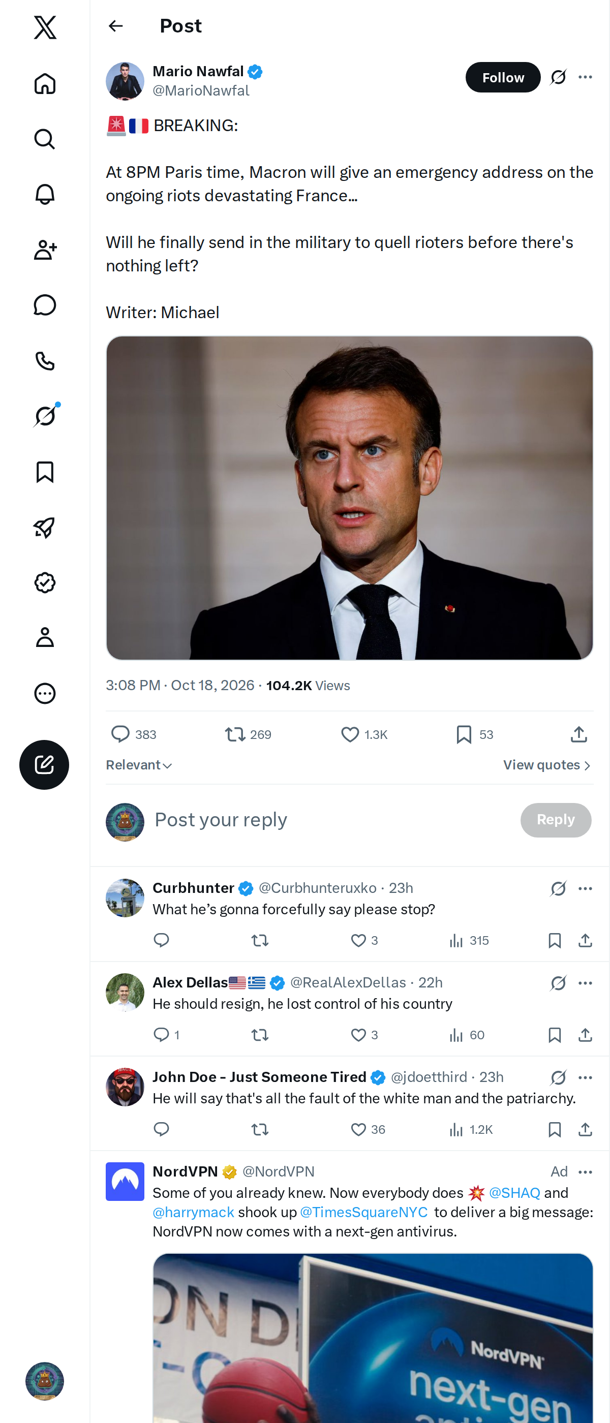 Snapshot 2 of @MarioNawfal's post from 2026-10-18