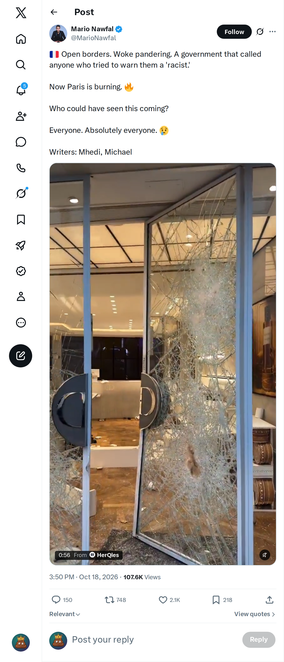 Snapshot 2 of @MarioNawfal's post from 2026-10-18