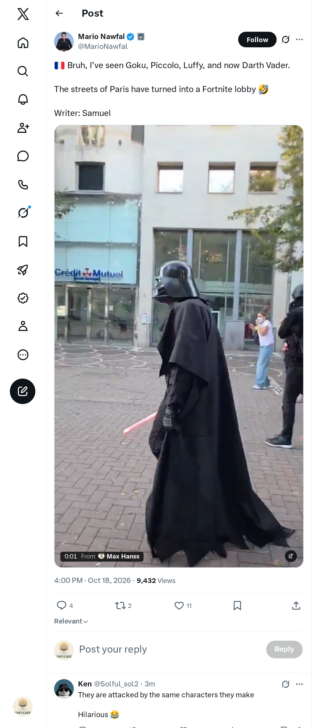 Snapshot 1 of @MarioNawfal's post from 2026-10-18