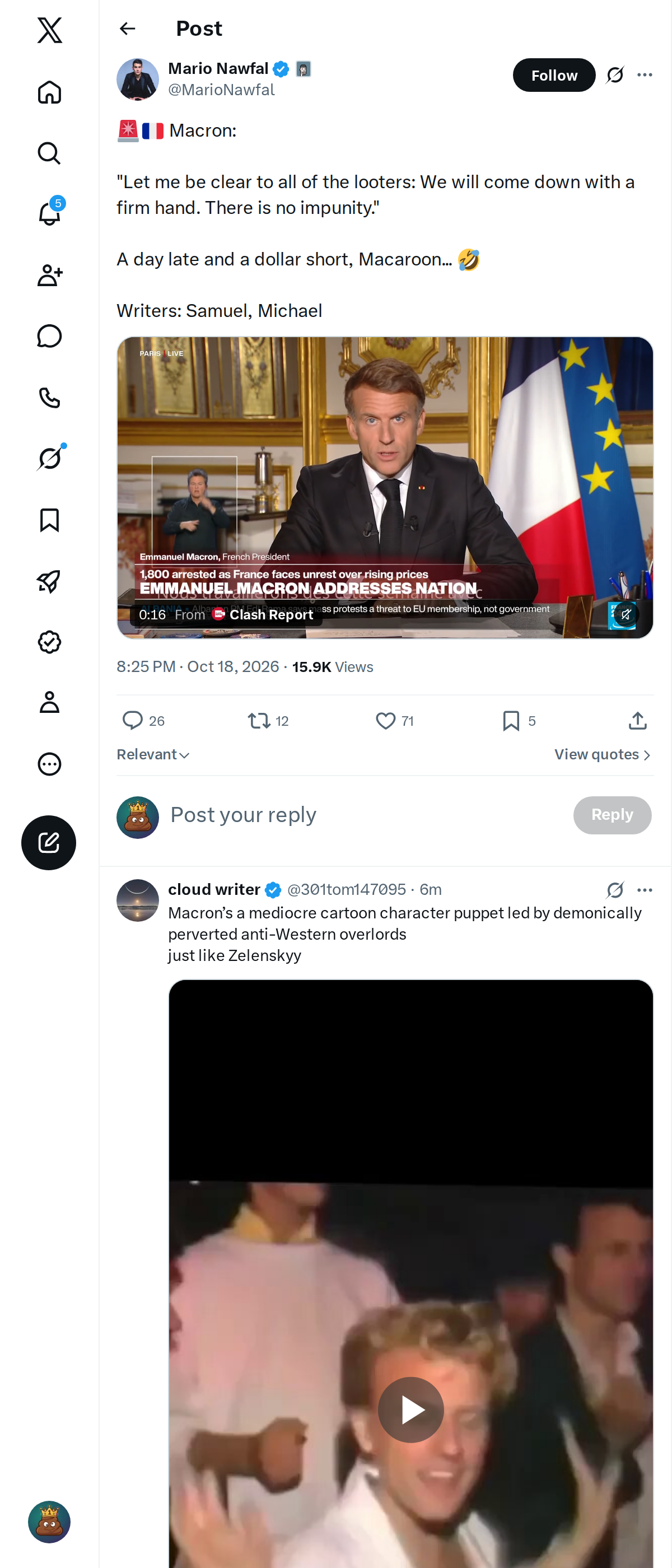 Snapshot 1 of @MarioNawfal's post from 2026-10-18