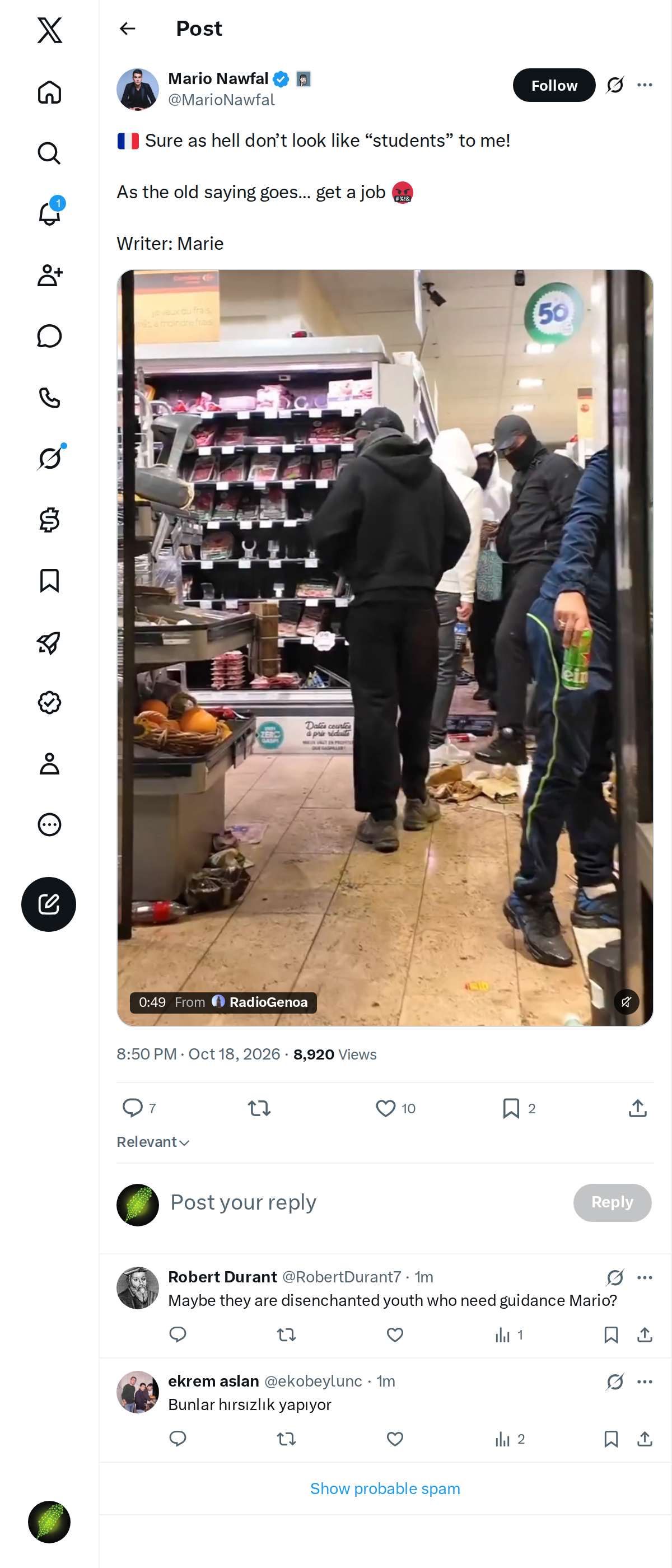 Snapshot 1 of @MarioNawfal's post from 2026-10-18