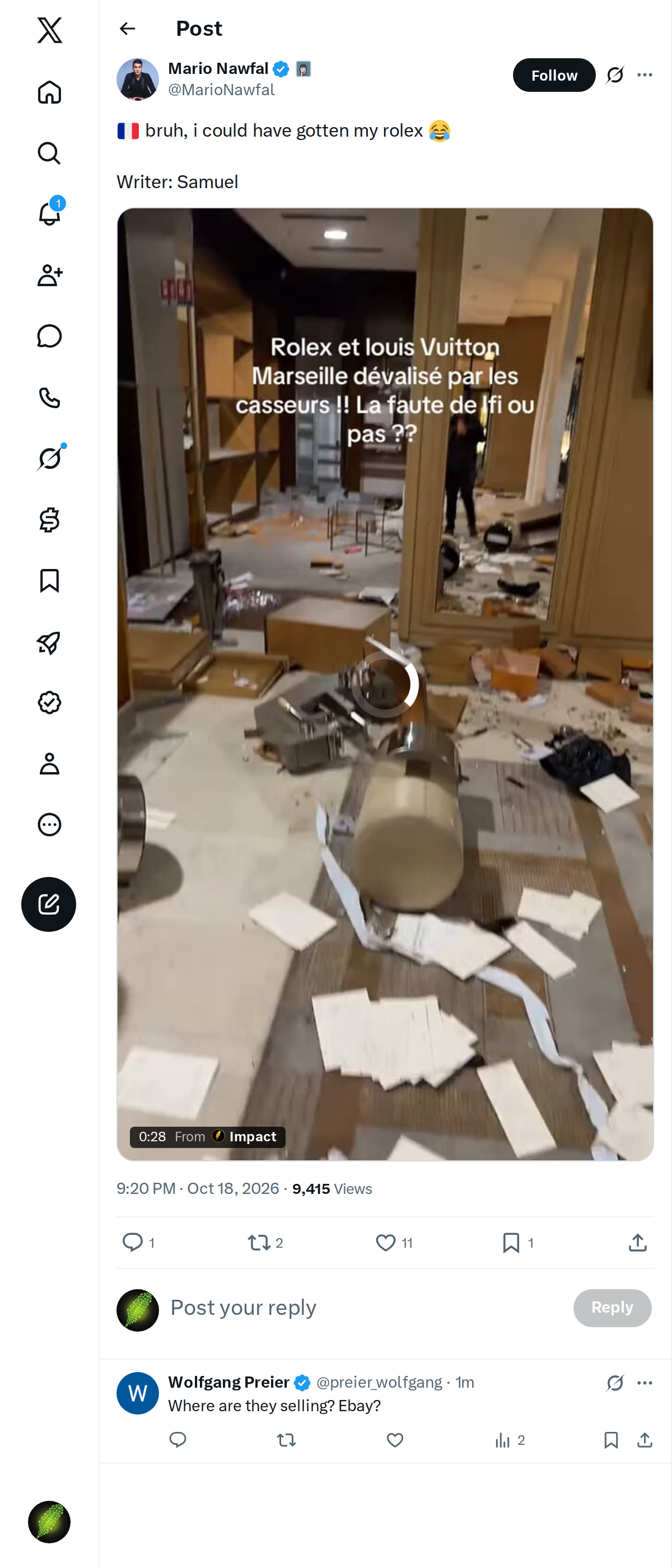 Snapshot 1 of @MarioNawfal's post from 2026-10-18