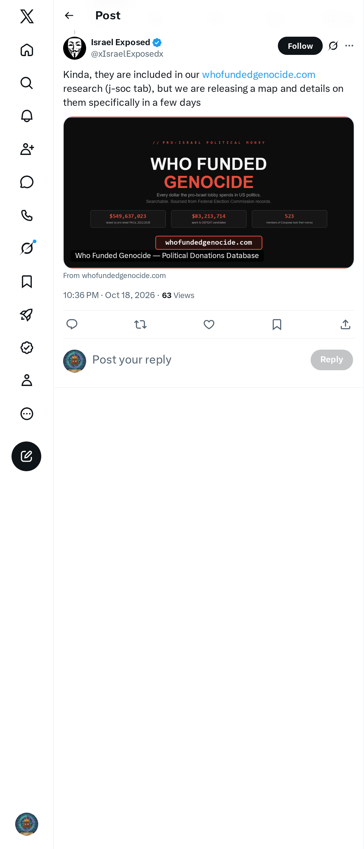 Snapshot 1 of @xIsraelExposedx's post from 2026-10-18