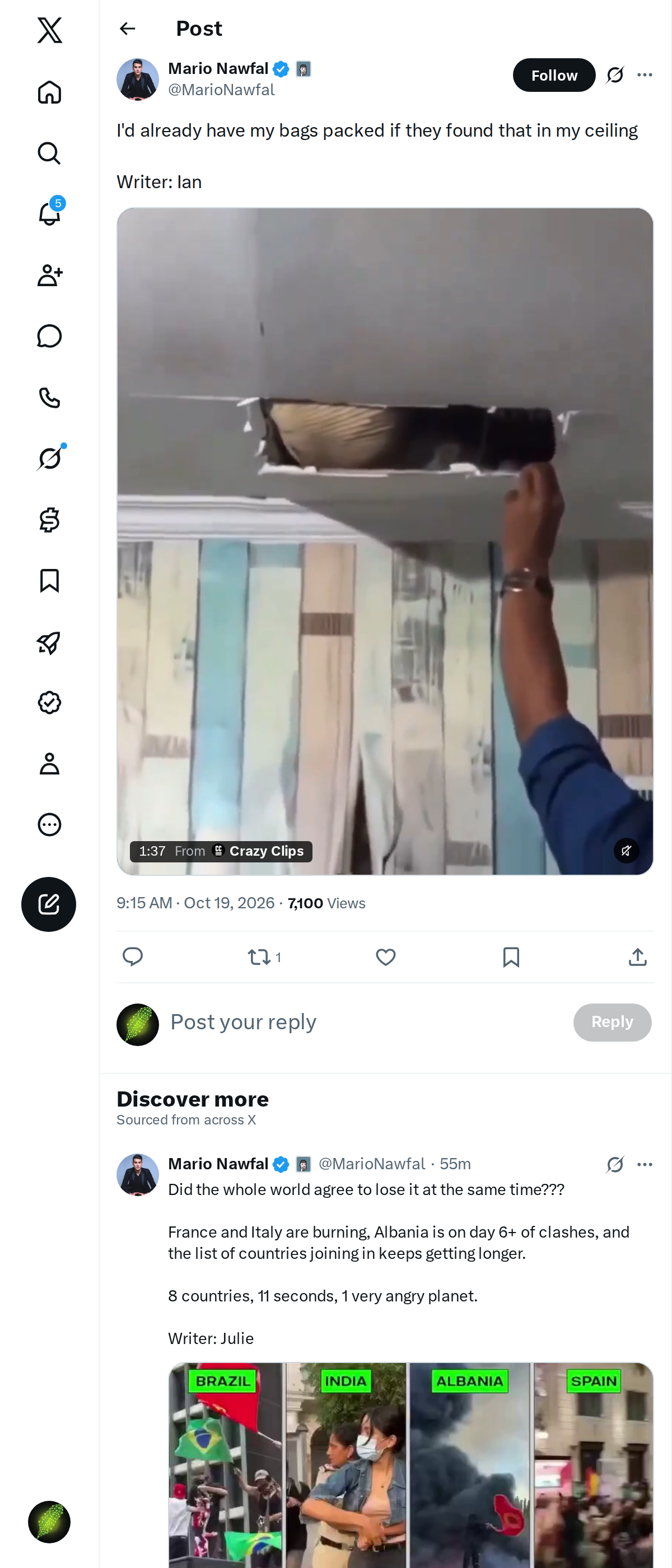 Snapshot 1 of @MarioNawfal's post from 2026-10-19