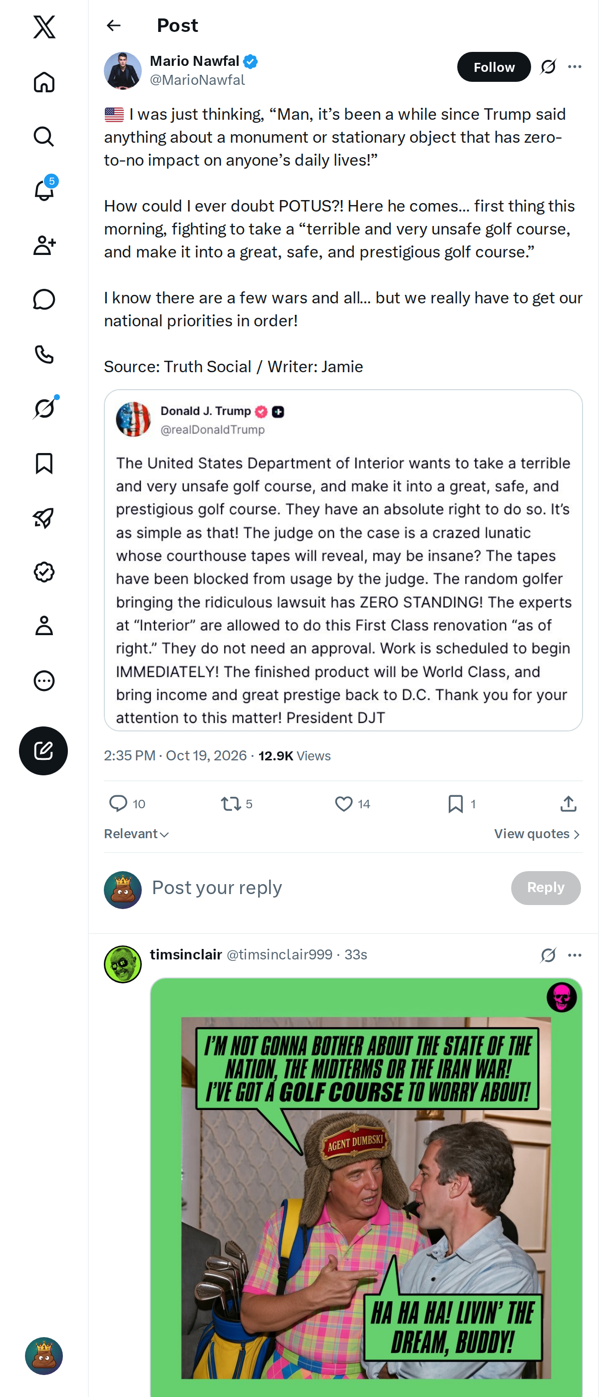 Snapshot 1 of @MarioNawfal's post from 2026-10-19