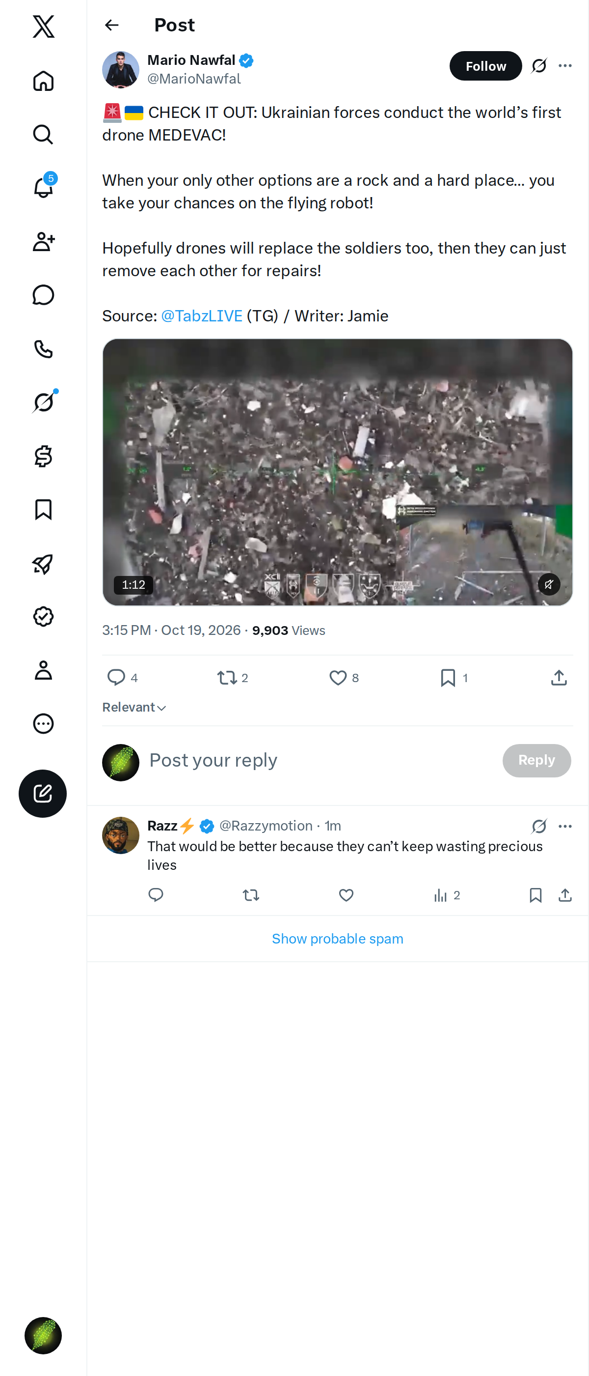 Snapshot 1 of @MarioNawfal's post from 2026-10-19