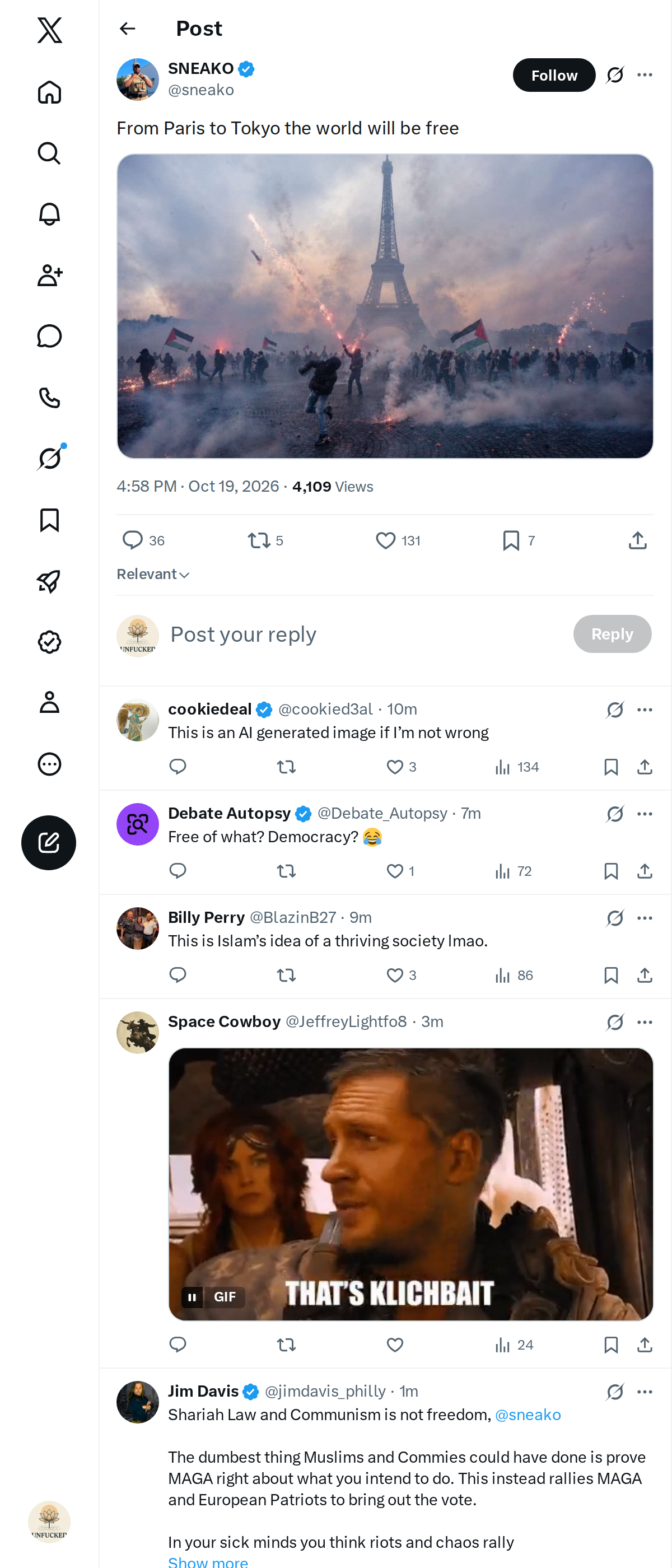 Snapshot 1 of @sneako's post from 2026-10-19