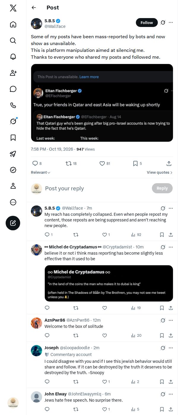 Snapshot 1 of @Wallface's post from 2026-10-19