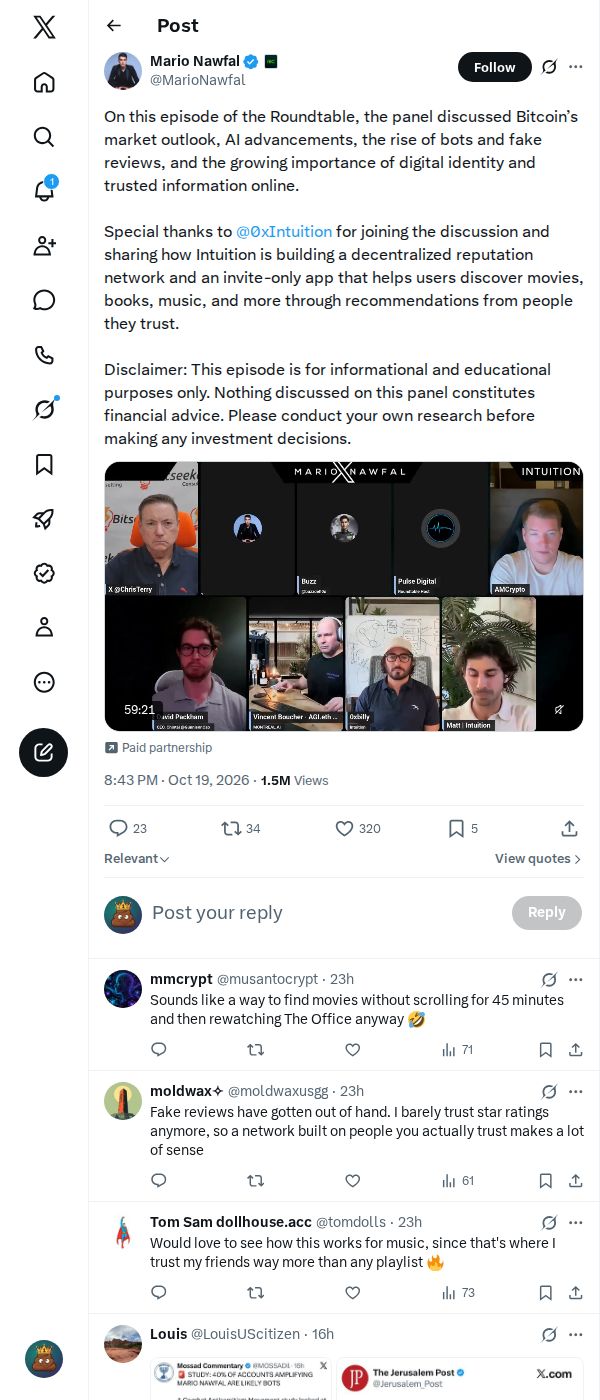 Snapshot 2 of @MarioNawfal's post from 2026-10-19