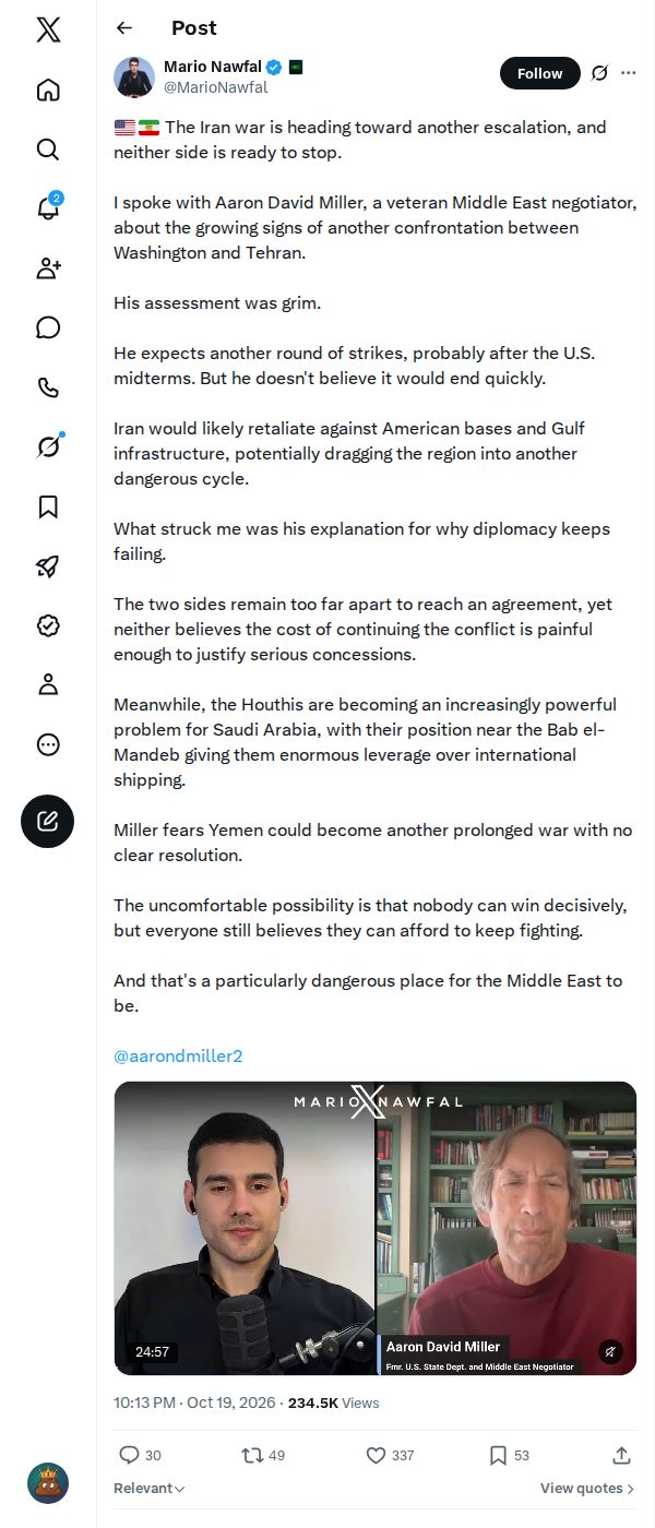 Snapshot 2 of @MarioNawfal's post from 2026-10-19