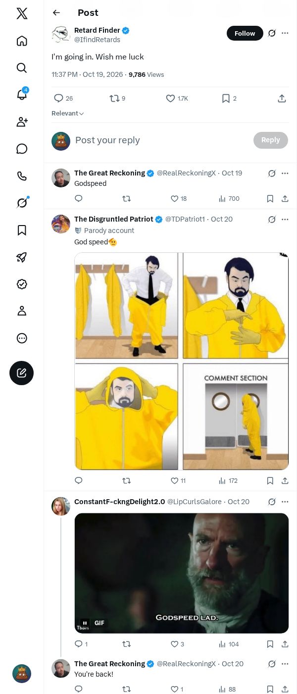 Snapshot 1 of @IfindRetards's post from 2026-10-19