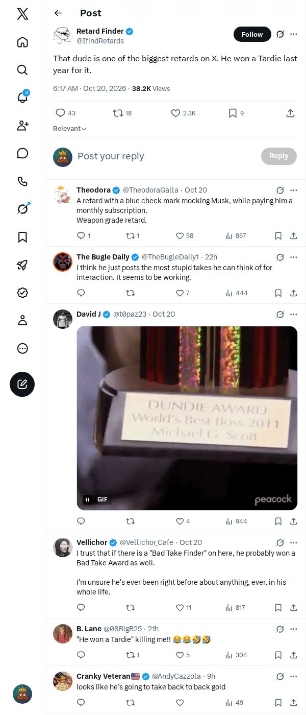 Snapshot 1 of @IfindRetards's post from 2026-10-20