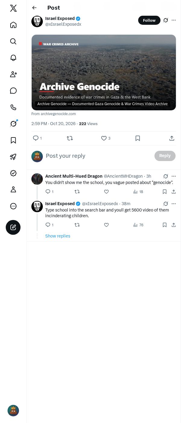 Snapshot 1 of @xIsraelExposedx's post from 2026-10-20