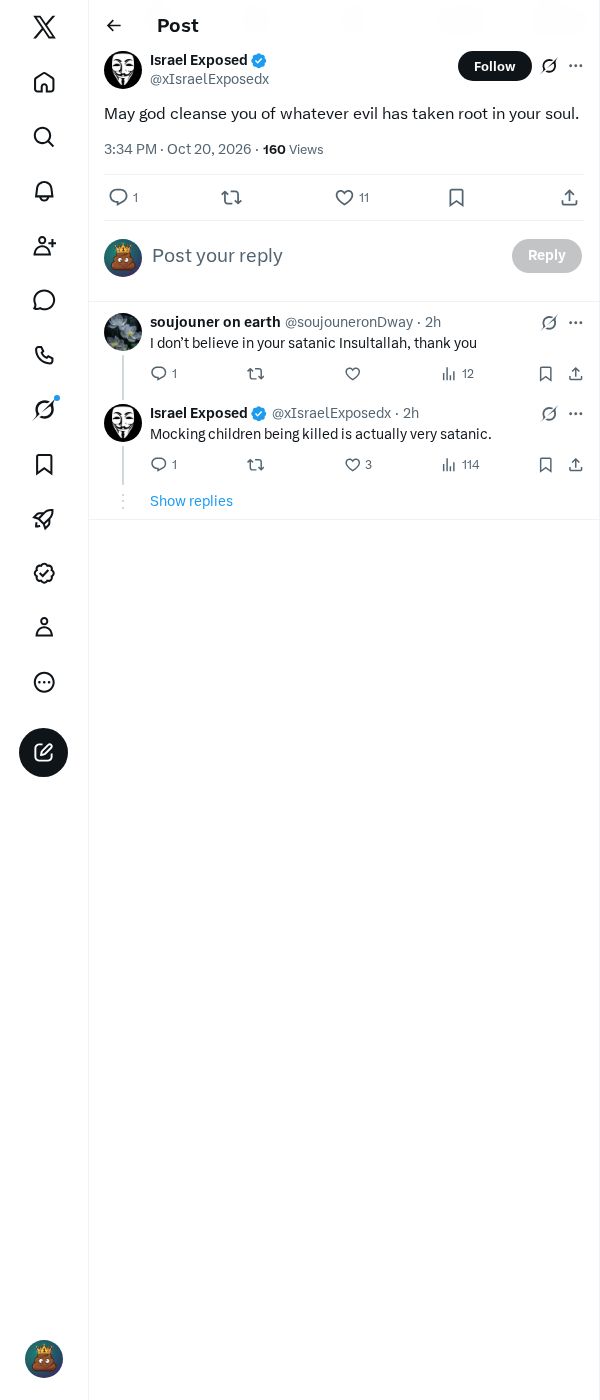 Snapshot 1 of @xIsraelExposedx's post from 2026-10-20